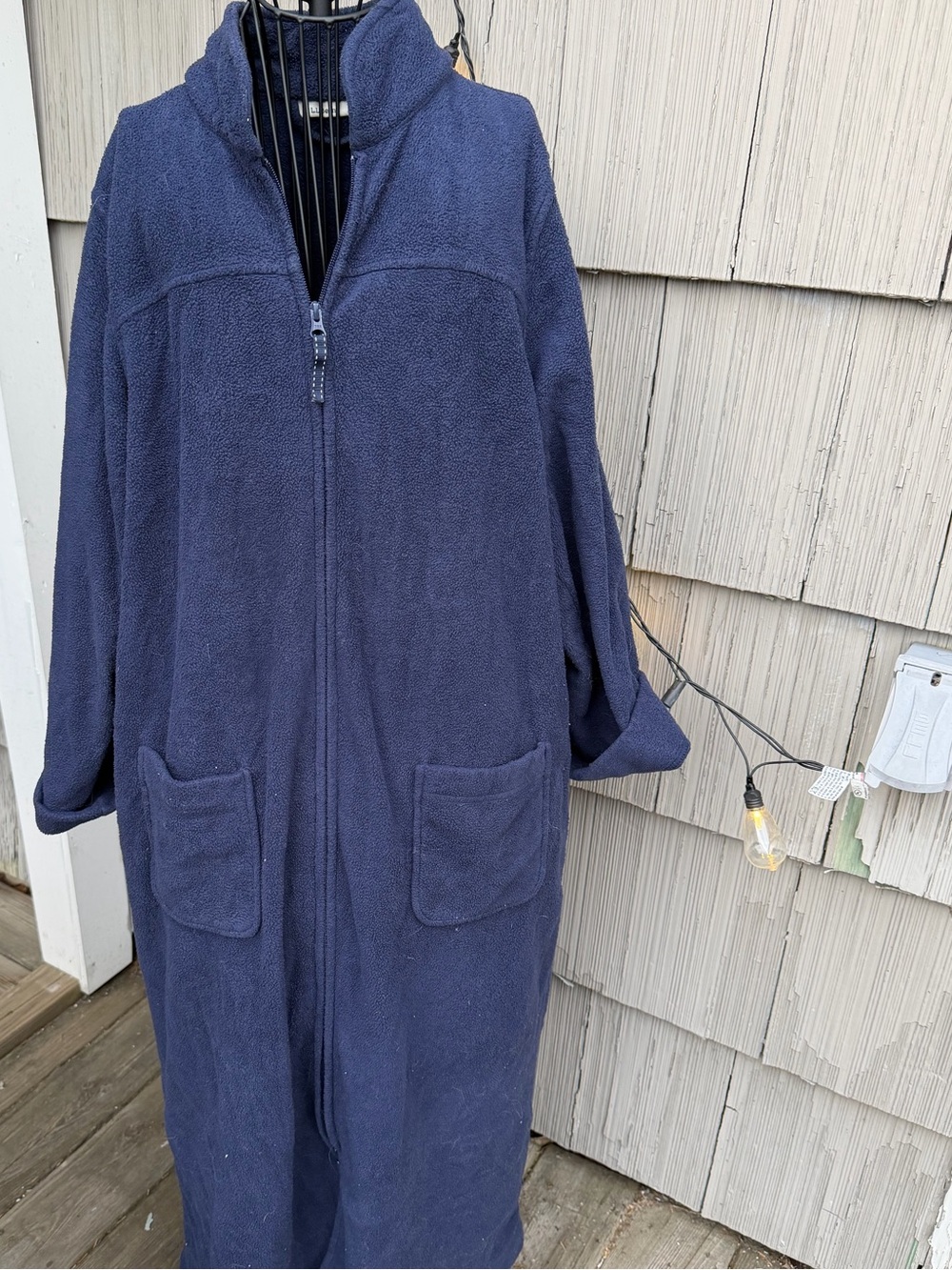L.L. Bean Navy Full-Zip Teddy Fleece Coat